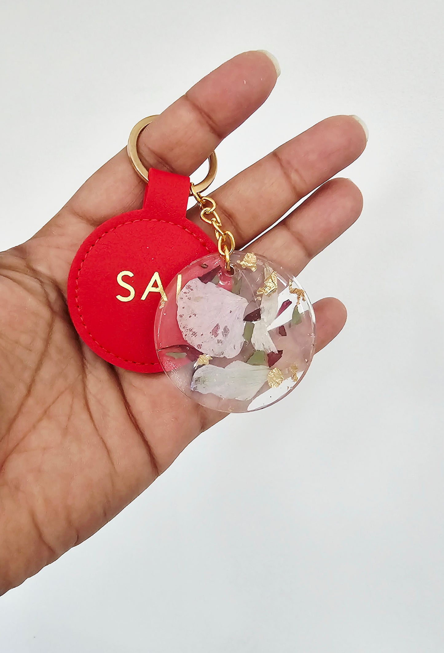 Personalised Luxury Heart Flower Preservation Keyring