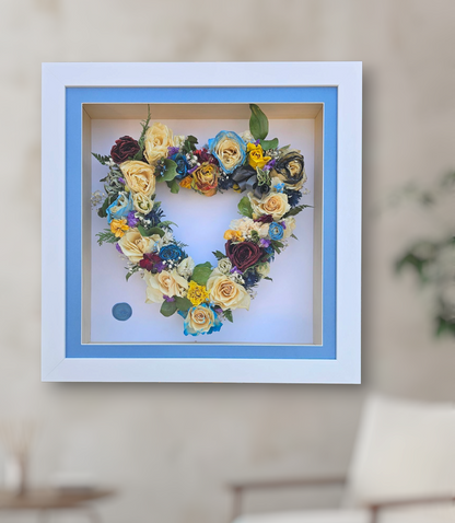 Personalised 3D Floral Bereavement Memory Box Frame – Funeral & Memorial Flower Preservation UK