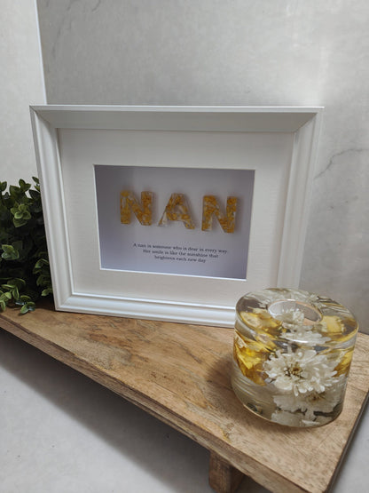 Personalised Resin Memorial Letter Frame – Funeral Flower Keepsake for Mum, Dad & Nan