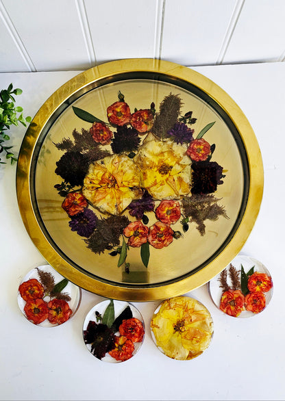 Luxury Gold Resin Flower Preservation Tray – Wedding & Memorial Keepsake UK