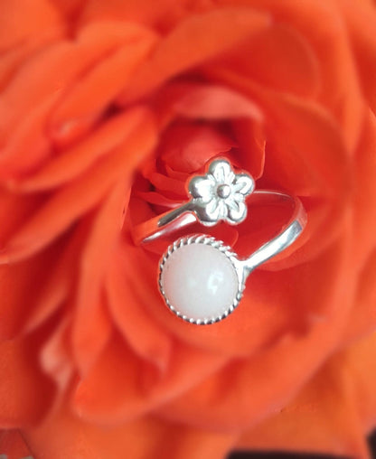 Adjustable Sterling Silver Breastmilk Flower Ring