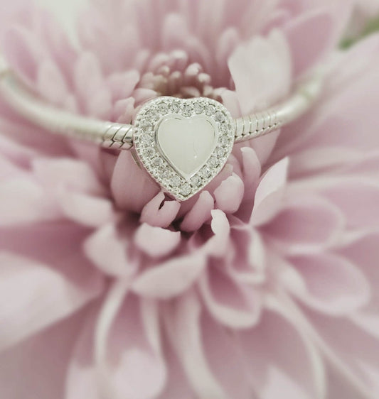 Breastmilk Jewellery UK – Heart Breastmilk Charm with Cubic Zirconia Sterling Silver