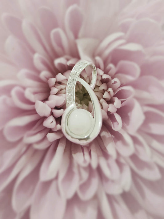 Milkdrop & Cubic Zirconia Twisted Necklace - Sterling Silver