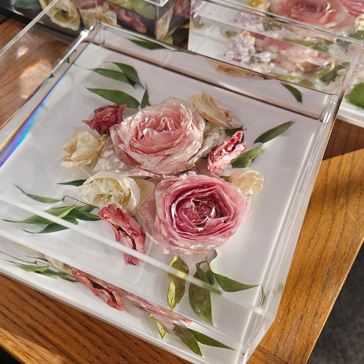 Resin Flower Preservation Jewellery Keepsake Box – Wedding & Memorial Floral Gift UK