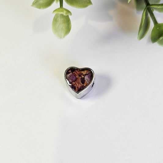 preserved wedding bouquet pandora style charm in silver heart shape