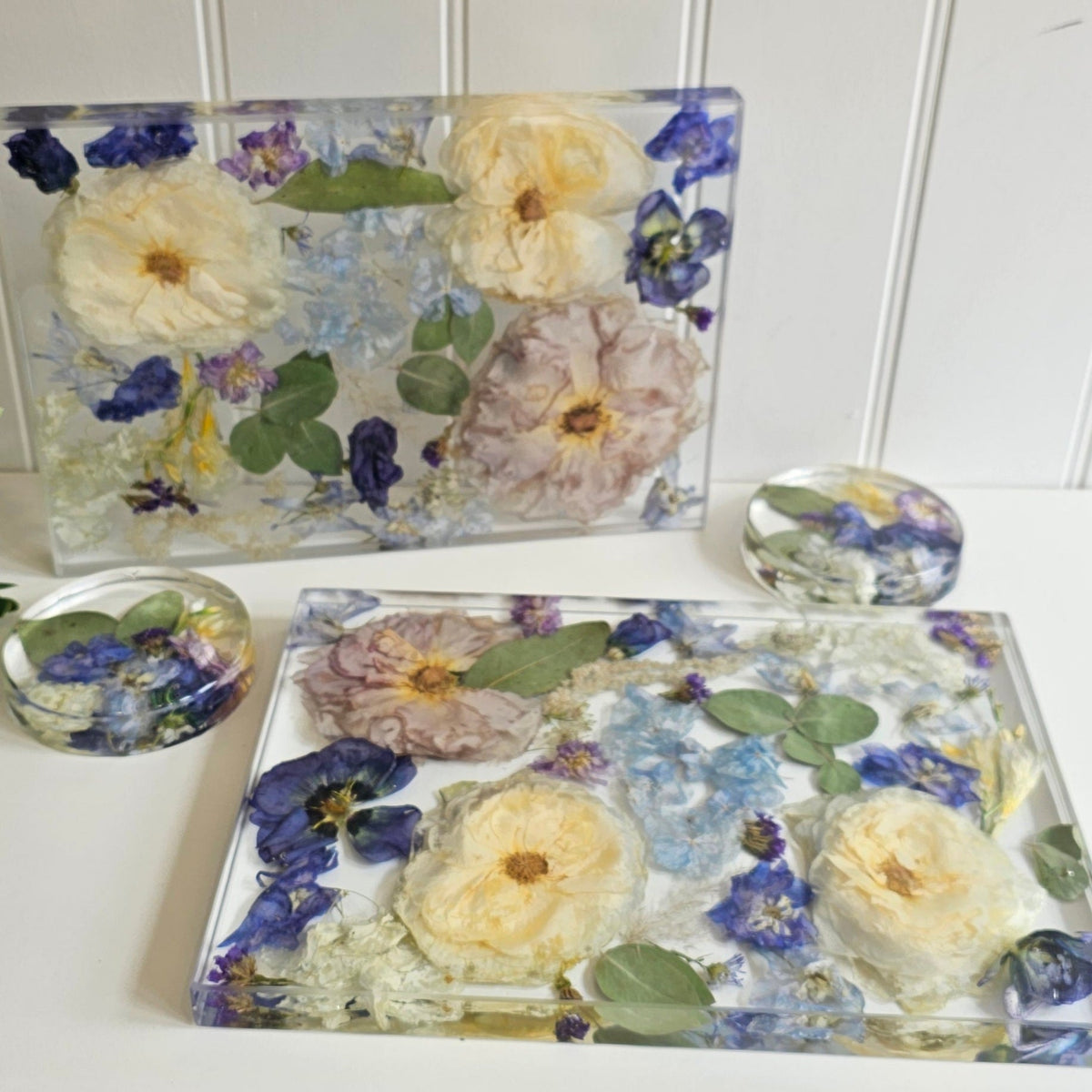 Resin Flower Preservation Placemat & Coaster Set – Wedding & Memorial Keepsake UK