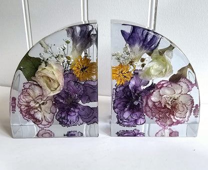 Resin Flower Preservation Bookends – Wedding & Memorial Keepsake UK