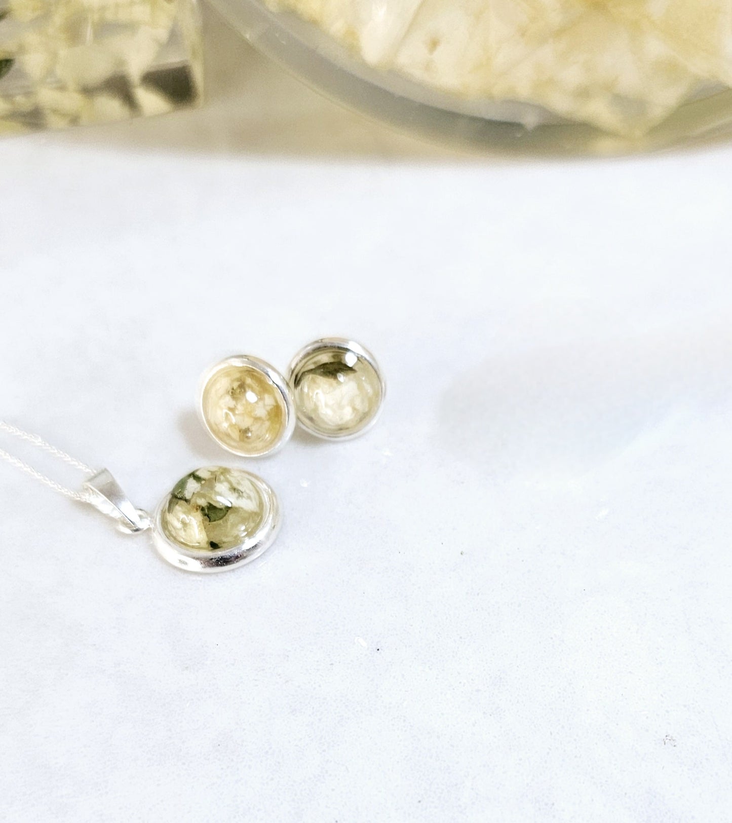 Flower Preservation Jewellery Set – Sterling Silver Wedding & Memorial Keepsake UK