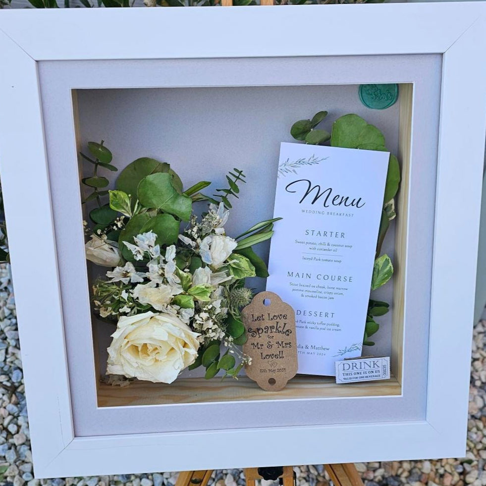 preserved wedding flowers in 3D frame