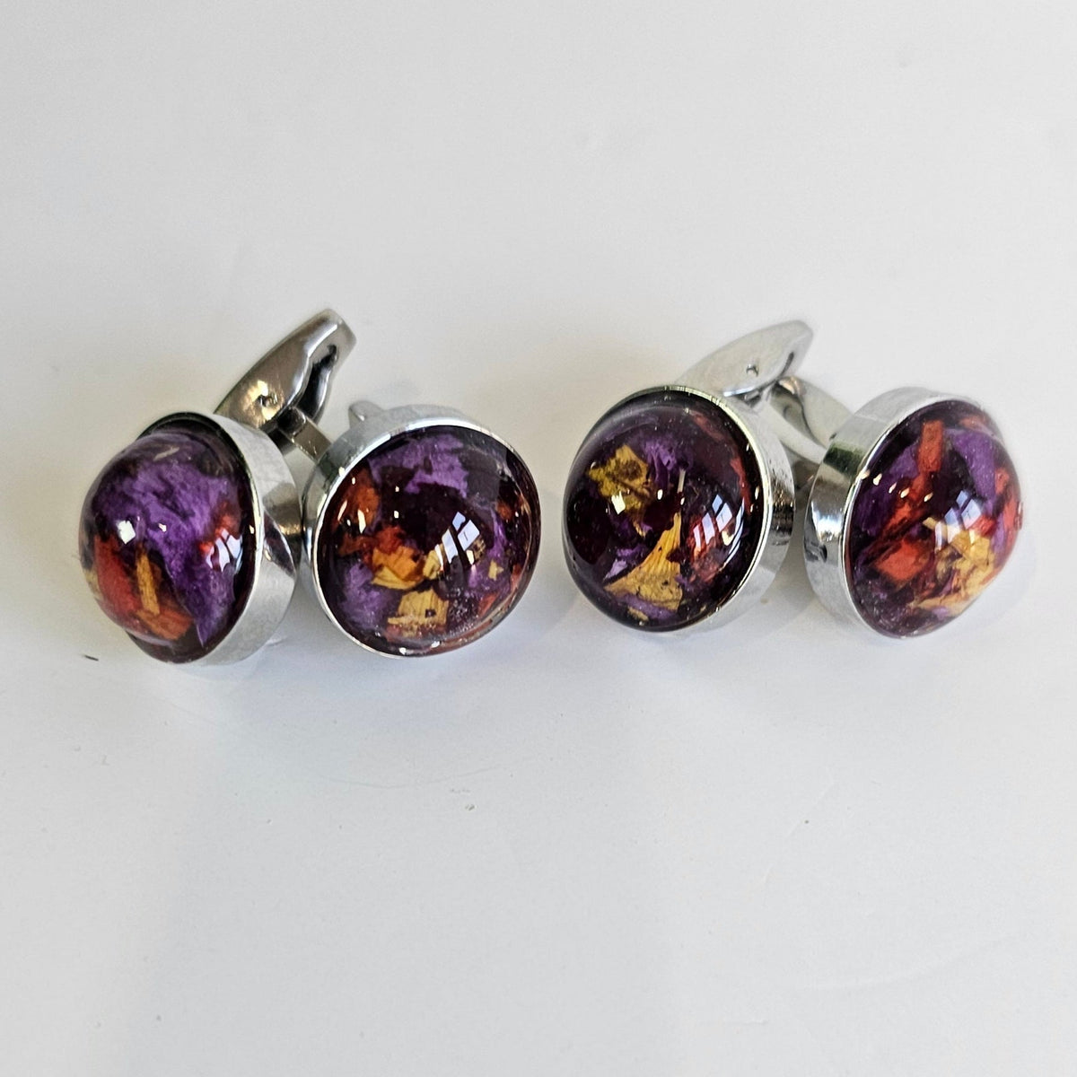 Flower Resin Cufflink & Pandora Compatible Charm Set