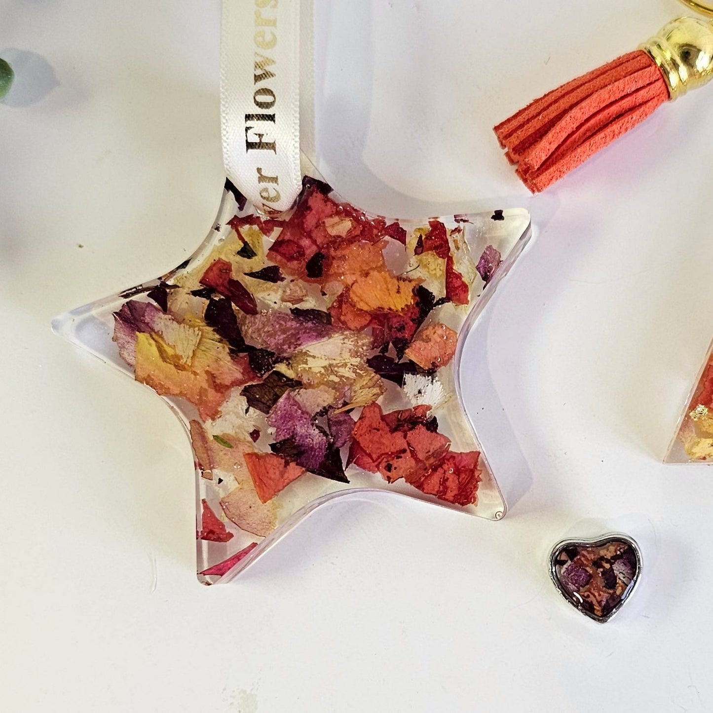 Star-shaped resin ornament on a white background