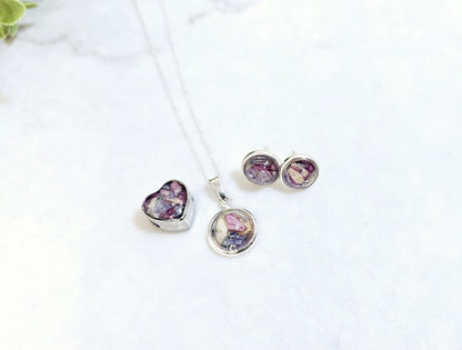 Flower Preservation Jewellery Set – Sterling Silver Wedding & Memorial Keepsake UK