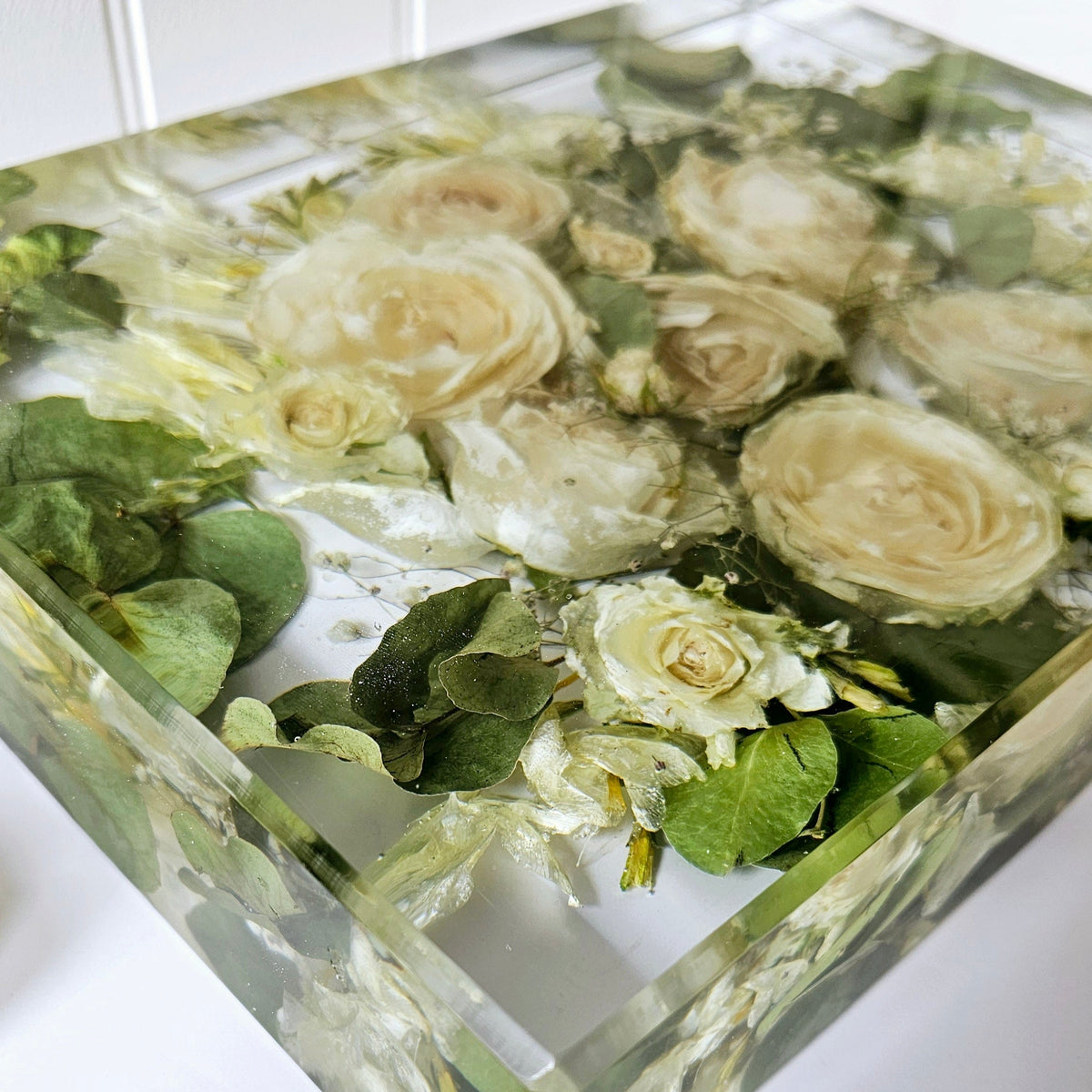 Resin Flower Preservation Rectangle Block – Wedding & Memorial Keepsake UK