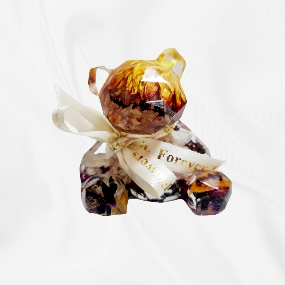 preserved flower resin bear 