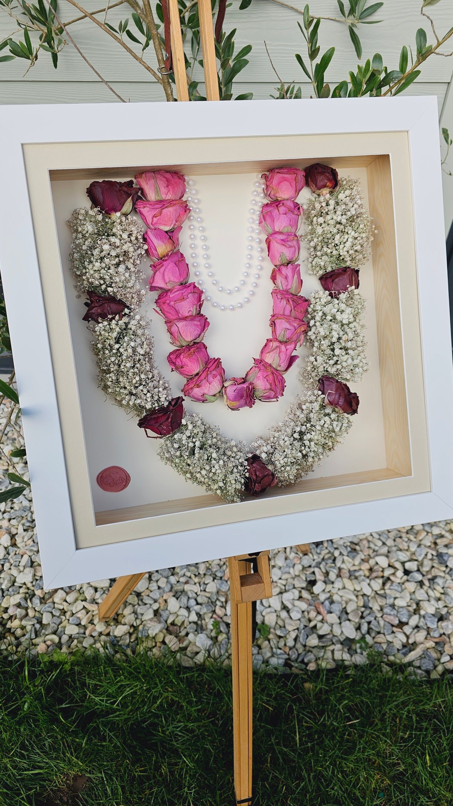 wedding garlands framed in a box frame UK
