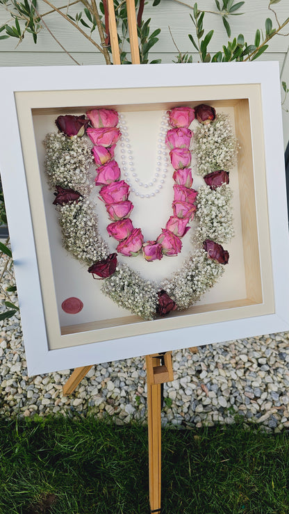 wedding garlands framed in a box frame UK