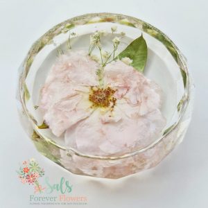 Faceted Edge Disk Flower Preservation Ornament Paperweight
