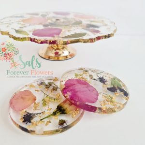 Resin Flower Preservation Cake Stand and Coasters